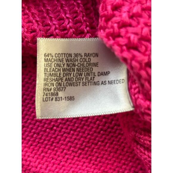 Worthington cropped short sleeve cardigan button-front closure vibrant pink dolm - Picture 4 of 9